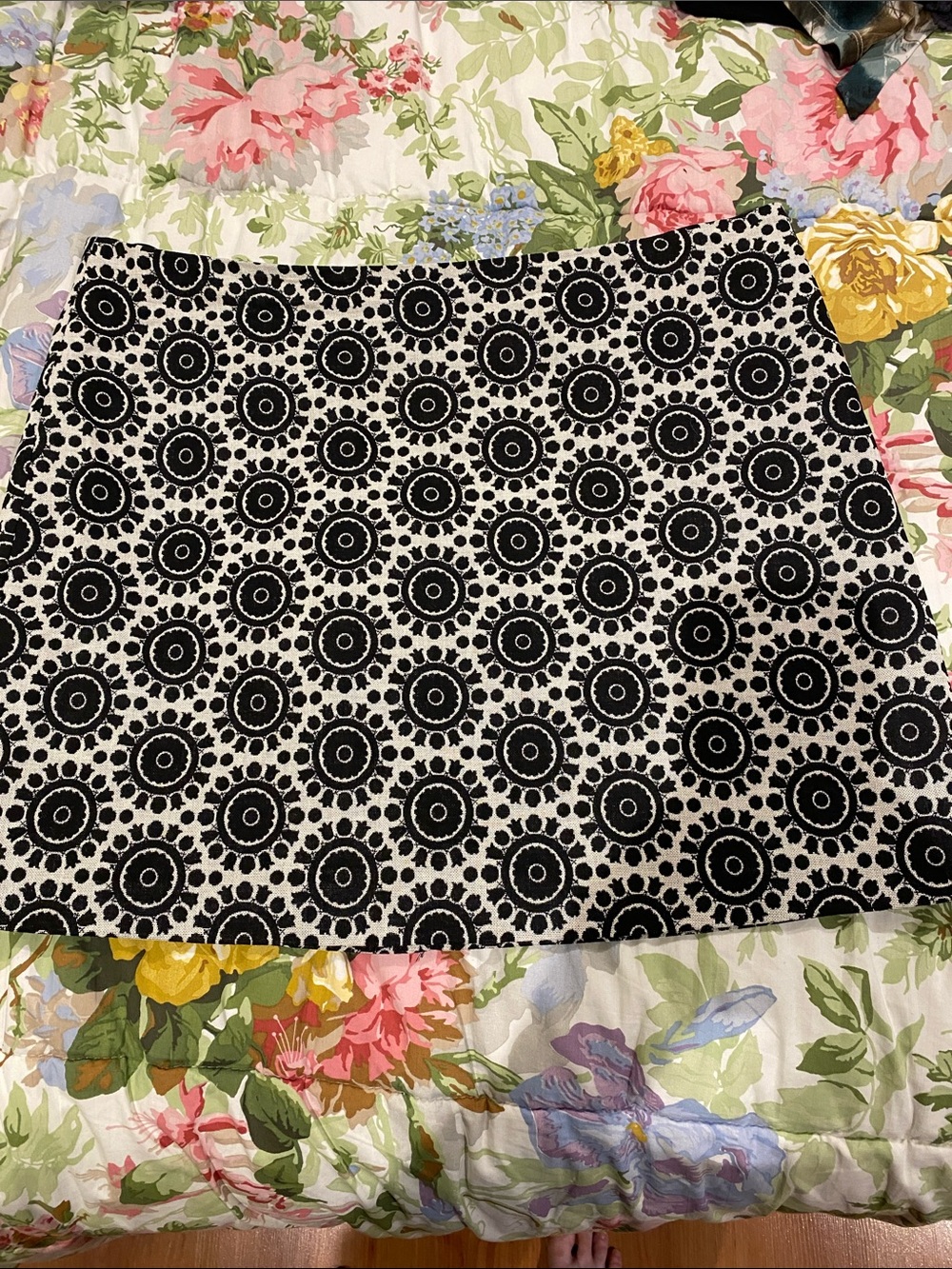 Black and White Circular Print Mini Skirt